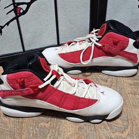 Jordan 6 Rings Red and White Basketball Shoes Size 13 - Picture 6 of 12